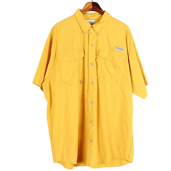 컬럼비아(COLUMBIA) 옐로우 PFG 피싱 반팔 셔츠 / XL
